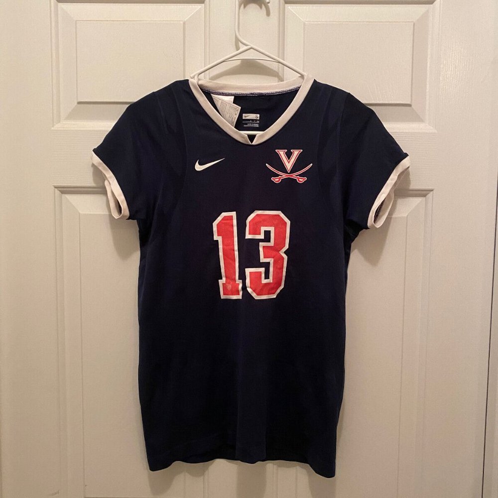 Virginia UVA Cavaliers Game Worn Women's #13 Nike Lacrosse Blue Jersey Large